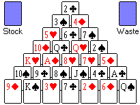 pyramid card game setup